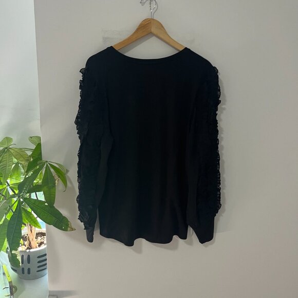 NEW Chico's Black Chiffon Ruffle Long Sleeve Top Size 3 - Picture 7 of 7